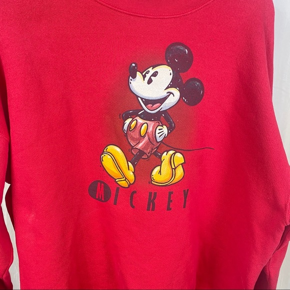 Vintage Mickey Disney store sweatshirt crew neck vintage red Mickey Mouse crew - Picture 4 of 8